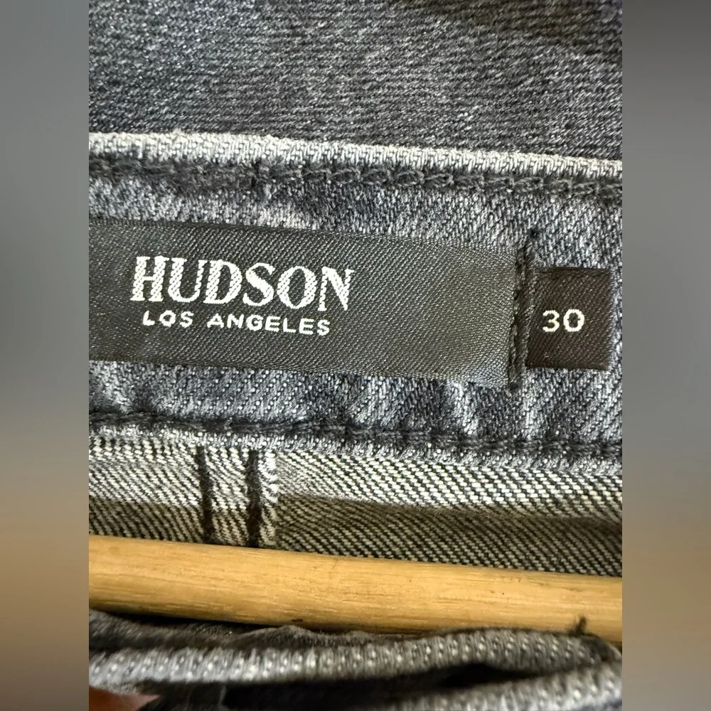 Hudson Jeans Men’s Blackened Gray Straight Ripped Jeans